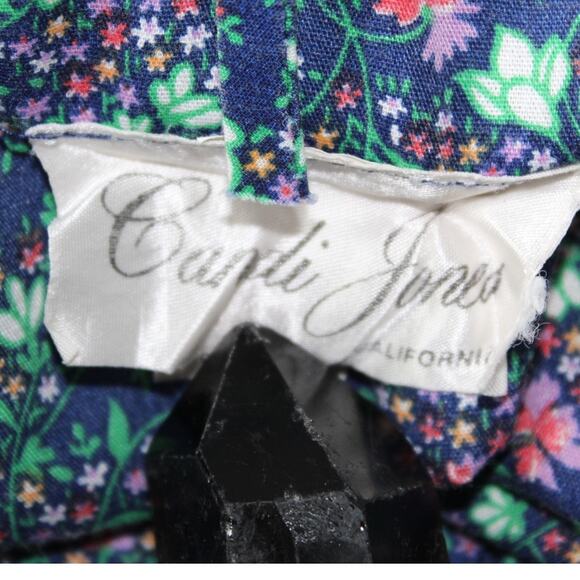 Vintage Candi Jones Micro Floral Sweetheart Dress Eyelet Lace Ruffle Cami Strap - Picture 4 of 16